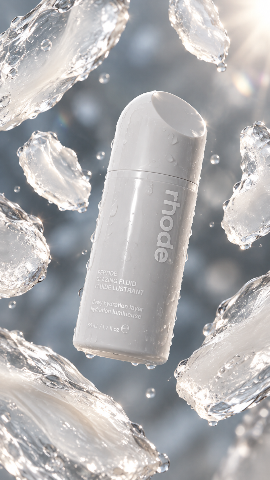 Splash direction — the same skincare fluid bottle
